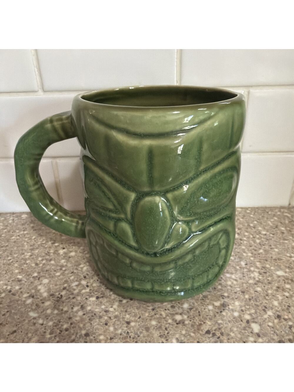 World Tableware TMG-16 Green Tiki Bar Mug Face Ceramic Glazed Libbey 16oz Hawaii